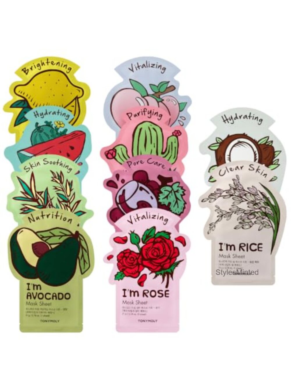 Korean Sheet Mask Set Hydrating Soothing Vitamin Infused Skincare